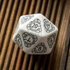 Level Counter D20 White & black Die - Dobókocka