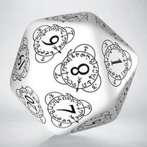 Level Counter D20 White & black Die - Dobókocka