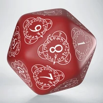 Level Counter D20 Red & white Die - Dobókocka