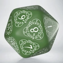 Level Counter D20 Green & white Die - Dobókocka