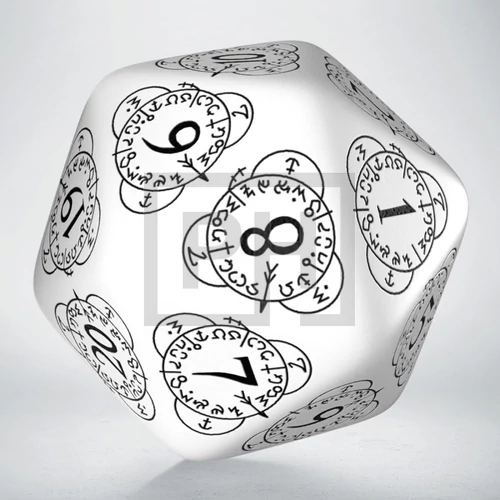 Level Counter D20 White & black Die - Dobókocka