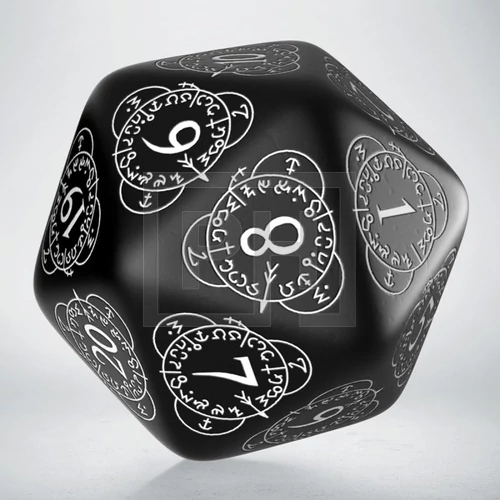 Level Counter D20 Black & white Die - Dobókocka