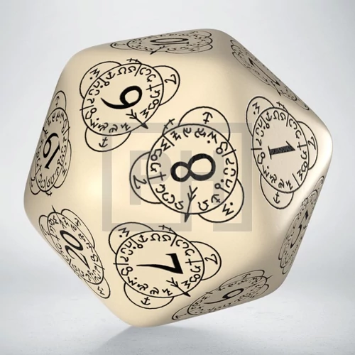 Level Counter D20 Beige & black Die - Dobókocka