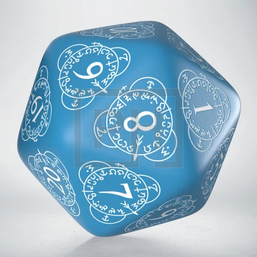 Level Counter D20 Blue & white Die - Dobókocka