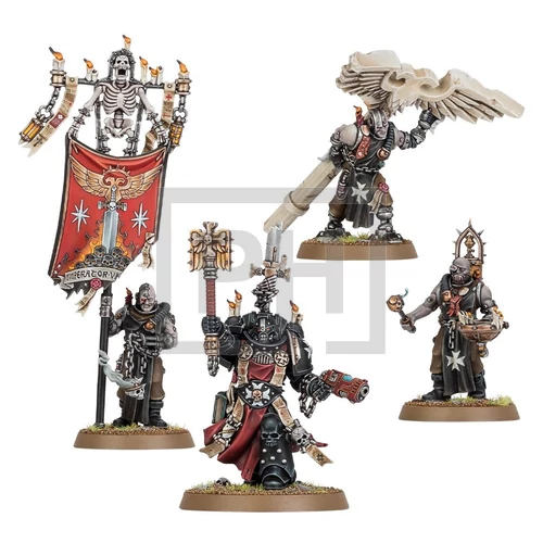 WARHAMMER 40K - Black Templars: Chaplain Grimaldus and Retinue - Figurák