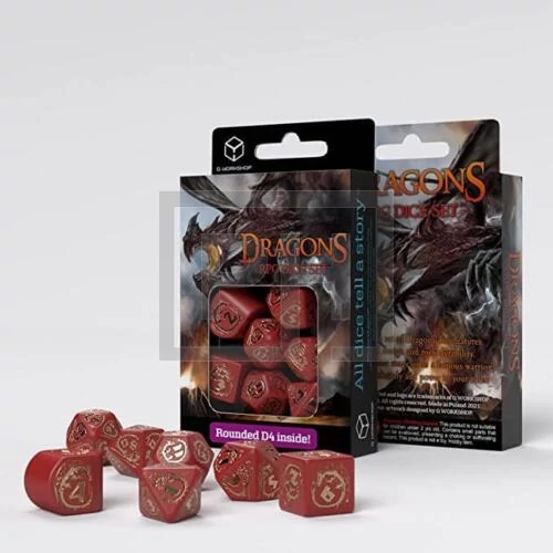 Dragons RPG Red & gold Dice Set (7) - Dobókockák