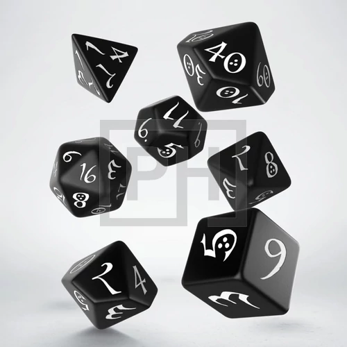 Classic RPG Black & white Dice Set (7) - Dobókockák