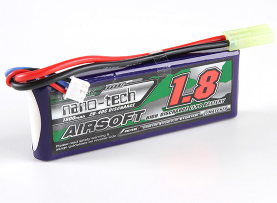 Turnigy nano-tech 1800mAh 2S 20-40C Lipo Airsoft Akku - nano-tech - Prohobby
